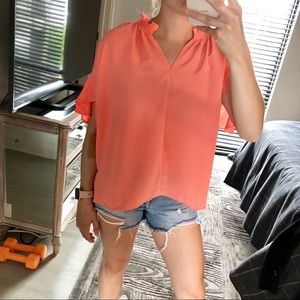 RACHEL Rachel Roy Grapefruit Cold Shoulder Top S